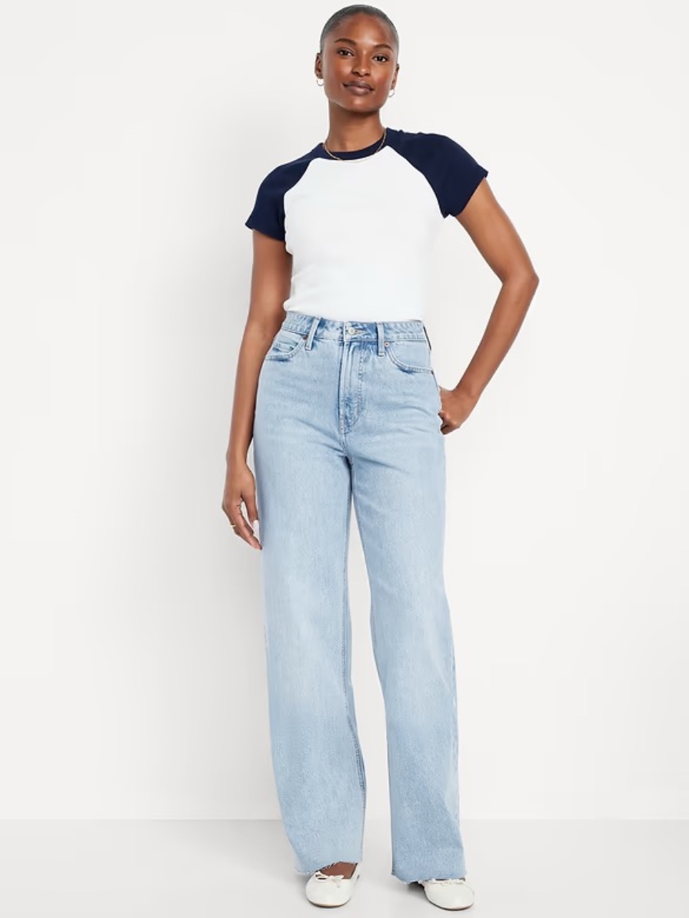 NWT OLD NAVY SKI HI WIDE LEG JEANS Size 6